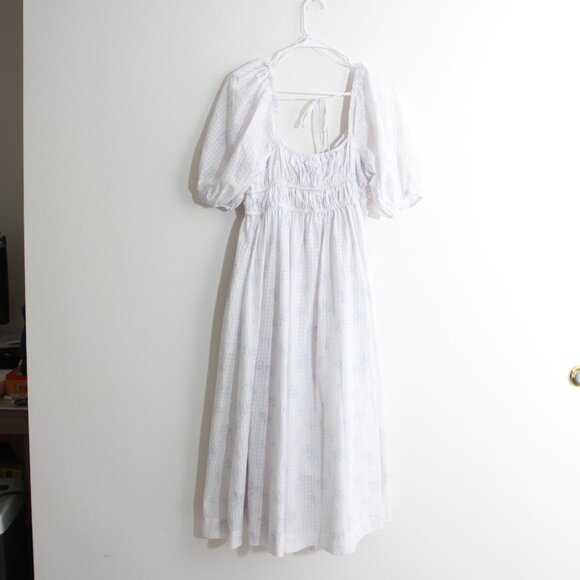 Worth Collective Edda Coastal Midi Dress Light Blue Floral Bump Friendly Medium - Picture 10 of 15